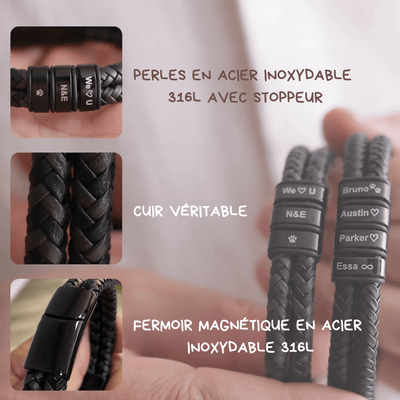 Bracelet Le Pilier, cuir Homme