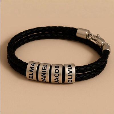 Bracelet Le Protecteur, Cuir Noir