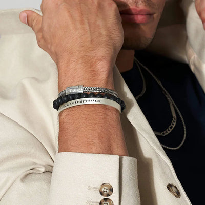 Bracelet Personnalisé  Homme Perle Argent 