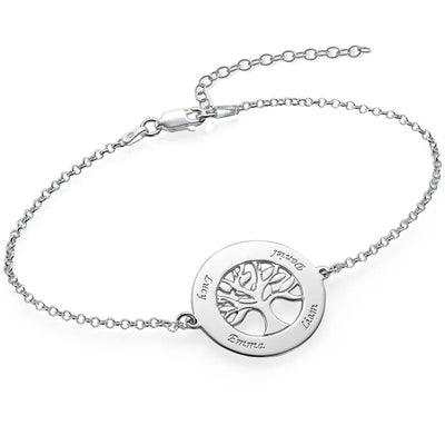Bracelet arbre de vie personnalisé en argent