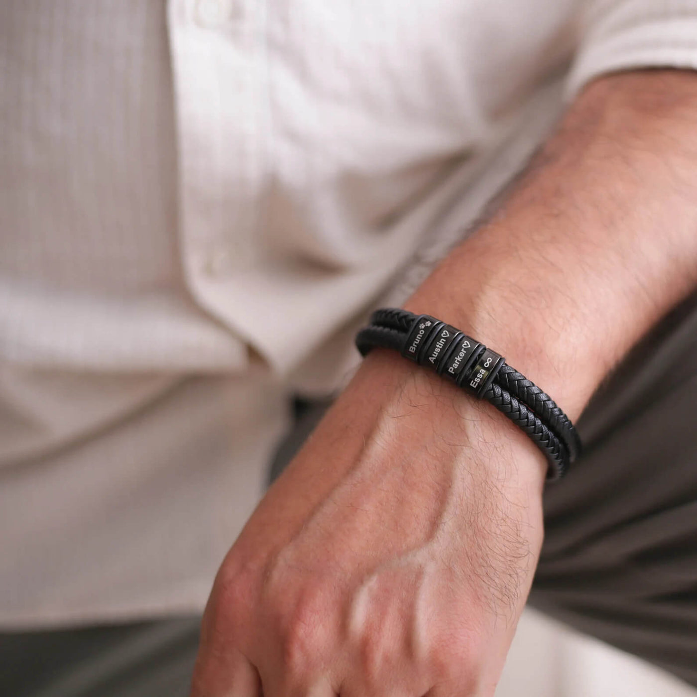 Bracelet Le Pilier, cuir Homme