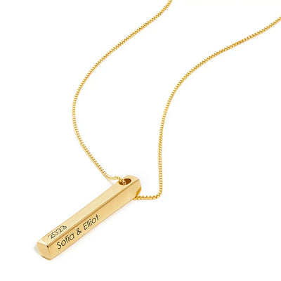 Personalized Vertical 3D Bar Necklace ©