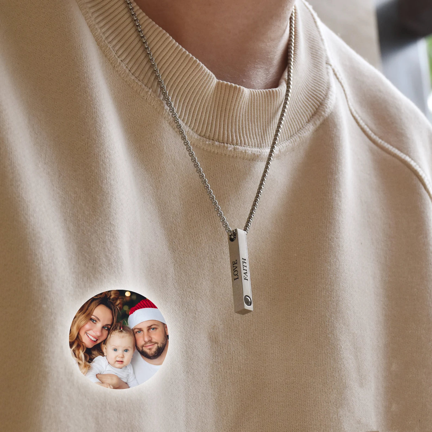 Personalized Vertical 3D Bar Necklace ©