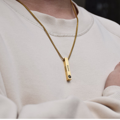 Personalized Vertical 3D Bar Necklace ©