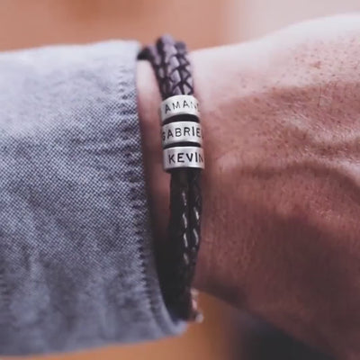 Bracelet Le Protecteur, Cuir Noir